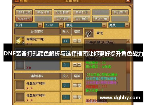 DNF装备打孔颜色解析与选择指南让你更好提升角色战力
